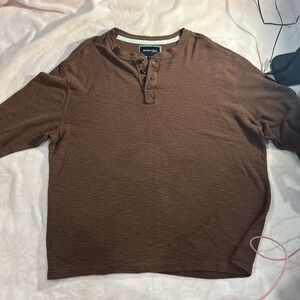 Men's St John's Bay Burnt Orange Long Sleeve Henley Shirt- Size 2XL 182